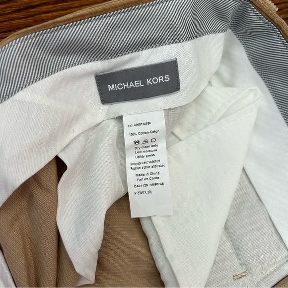 Michael Kors Men's Camel Chinos Marica Corduroy, 33W x 30L, NWT - Picture 5 of 7